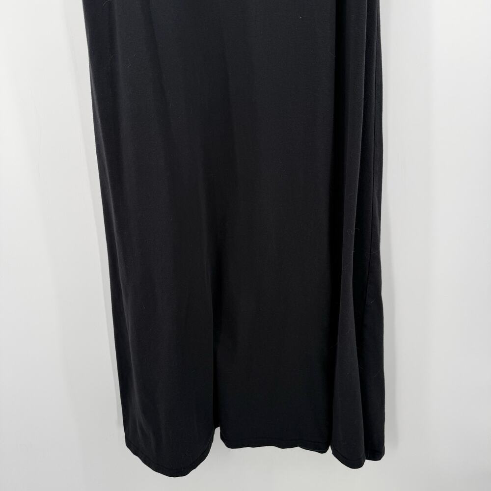 Eileen Fisher Dress Womens Small Black Midi Organic Cotton Stretch Jersey Vneck - Picture 5 of 11